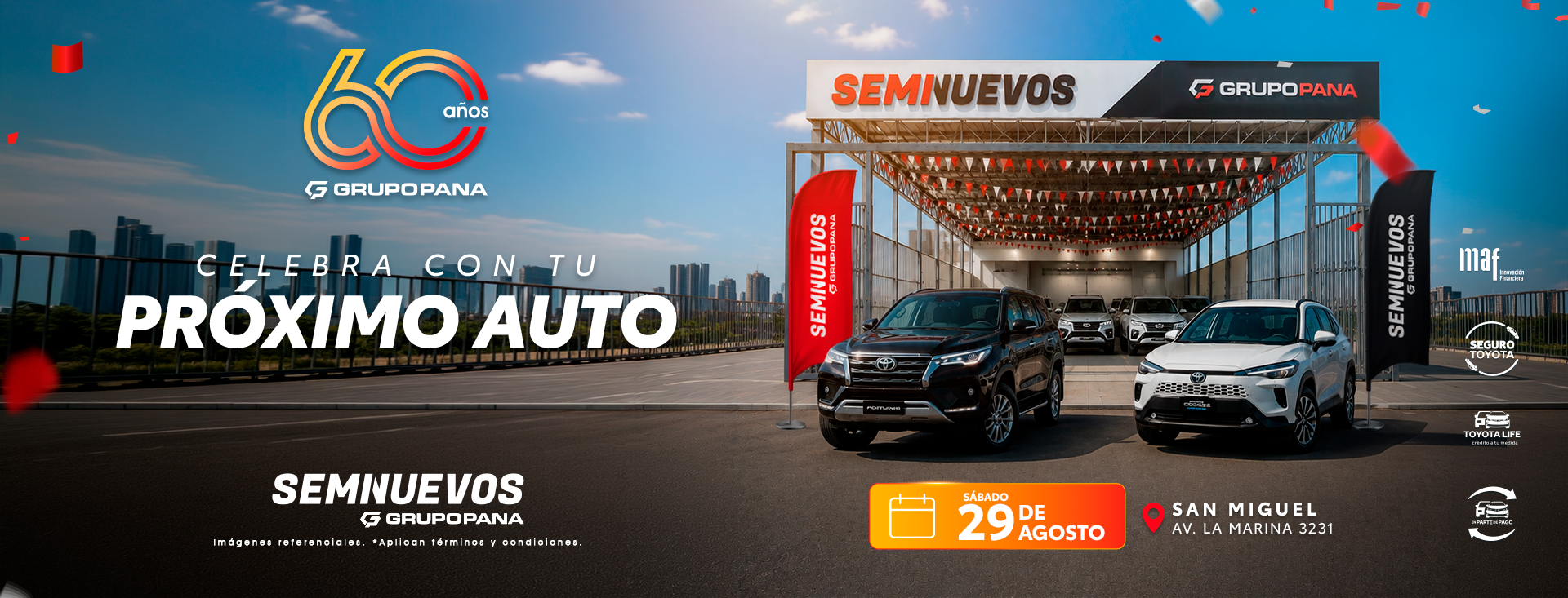 60 años Grupo Pana - beneficios especiales en Seminuevos este 29 de agosto