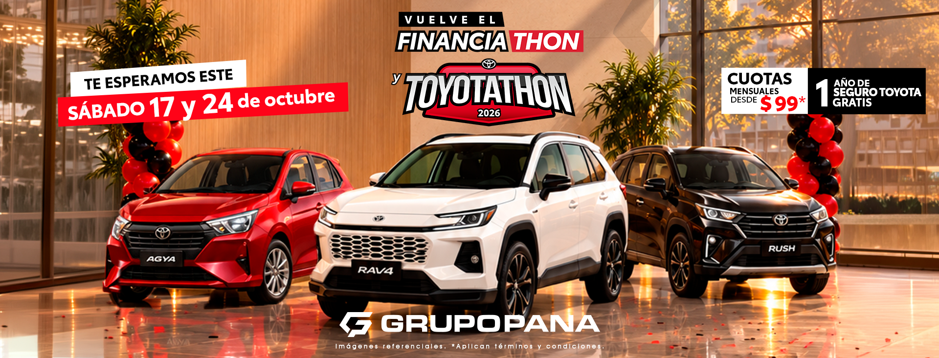 Financiathon y Toyotathon 2026 de Grupo Pana, 17 y 24 de octubre